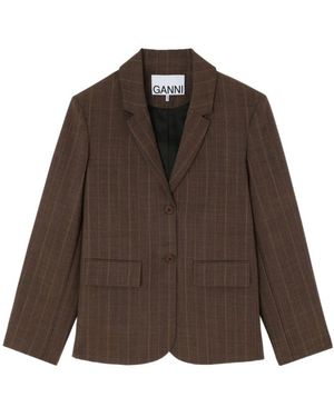 Ganni Jassen ,Bruin ,Nylon Zijden & Nylon Blazer
