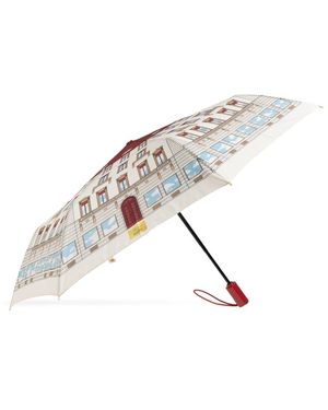 Moschino Accessoires ,Wit ,Polyester Openclose Bedrukte Paraplu