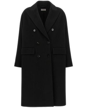 Alberto Biani Jassen ,Zwart ,Wol Double-Breasted Coat