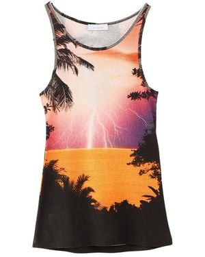 Rabanne Tops ,Veelkleurig ,Katoen Printed Second-Skin Sleeveless Top - Roze