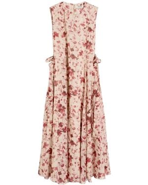 Max Mara Kleedjes ,Roze ,Katoen Gedrukte Ramie Canvas Jurk