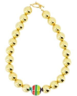 Timeless Pearly Accessoires ,Geel ,Kleurrijke Hart Hanger Ketting - Metallic