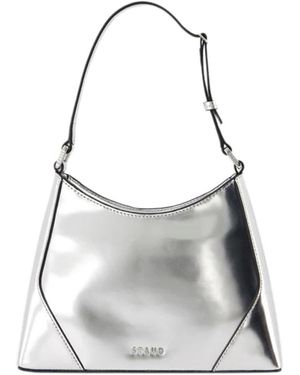 STAUD Metallische Leder Schultertasche - Grau