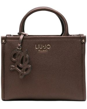 Liu Jo Tassen ,Bruin ,Leer Lettering Charm Tote Bag