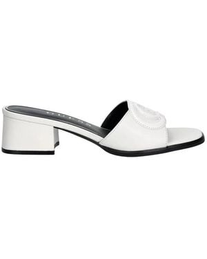 Guess Schoenen ,Leer Cerinna Leren Blokhak Mules - Wit