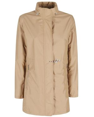 Fay Single-Breasted Coats - Natural