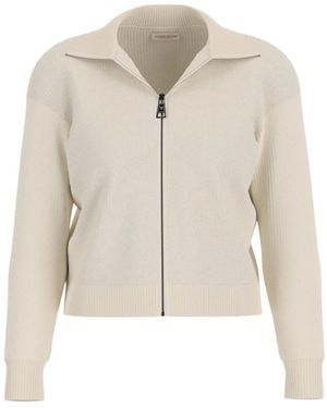 Guess Truien & Vesten ,Wit ,Polyester Geribbelde Cardigan - Naturel