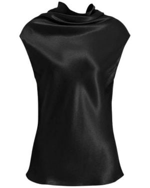 Alberta Ferretti Tops ,Zwart ,Satijn Mouwloze Satijnen Top Met Vloeiende Halslijn
