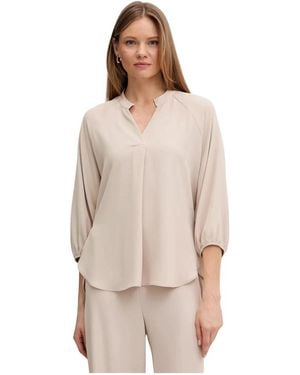 Joseph Ribkoff Overhemden ,Polyester Boxy Top Met Mandarijnkraag - Naturel