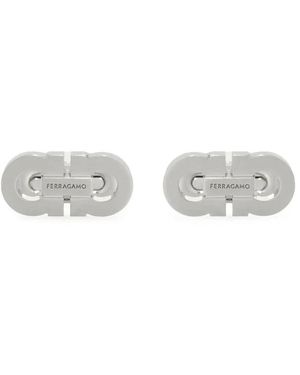Ferragamo Accessoires ,Grijs ,Zilveren Logo Toggle Sieraden - Wit