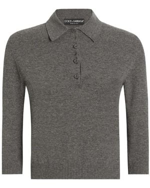Dolce & Gabbana Grijze Polo Met Korte Knopen - Grijs