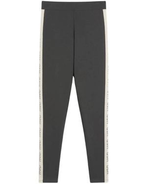 Weekend by Maxmara Sportliche Leggings Aus Baumwollmischung Mit Kontrastierenden Logos - Grau