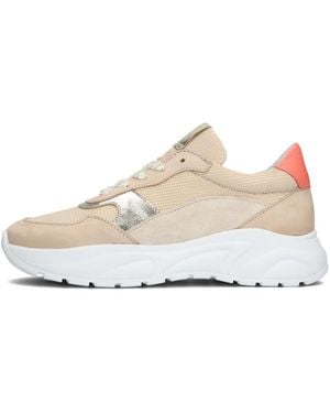 Omoda Schoenen ,Leer Sneakers Met Gouden Accenten - Wit