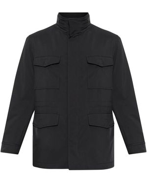 Brioni Jassen ,Blauw ,Wol Jack Met Opstaande Kraag - Zwart