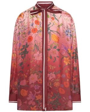 Gucci Silk Shirt With Flora Print - Red