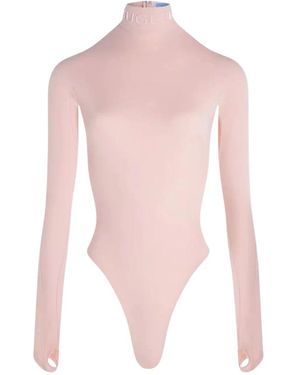 Mugler Tops ,Roze ,Roze Logo Body Lange Mouw Rits
