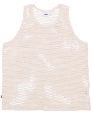 Obey Tops ,Katoen Mesh Tank Top Ongebleekt Katoen - Naturel