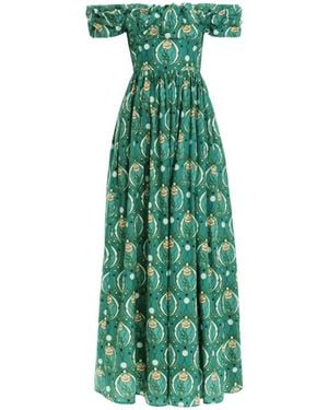 Agua Bendita Blauwe Bloemen Maxi Jurk - Groen