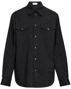 Versace Jacquard Baumwoll-Seiden Hemd Regular Fit - Schwarz