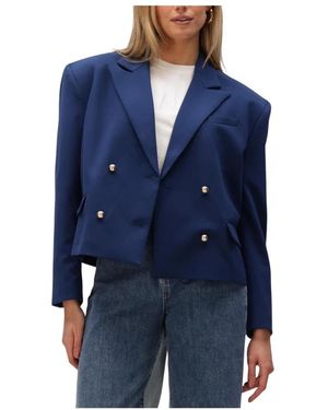 Alix The Label Woven Boxy Blazer - Blauw