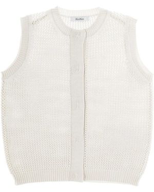 Max Mara Gebreid Vest Van Zijdemix - Wit