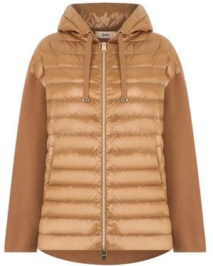 Herno Jassen ,Katoen Gewatteerde Jas Met Capuchon - Bruin