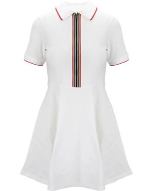 Burberry Kleedjes ,Wit ,Katoen Korte Mouwen Jurk Met Rits Damesmode