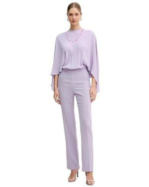 Pinko Jumpsuits & Playsuits ,Paars ,Polyester Lange Jumpsuit Met Open Rug En Sieradenketting