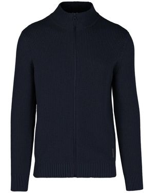 Bomboogie Trui Met Rits En Hoge Kraag - Blauw