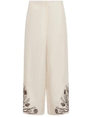 Marella Broeken ,Wijde Broek - Naturel
