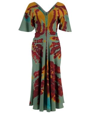 Altuzarra Tie-Dye V-Neck Midi Jurk - Rood
