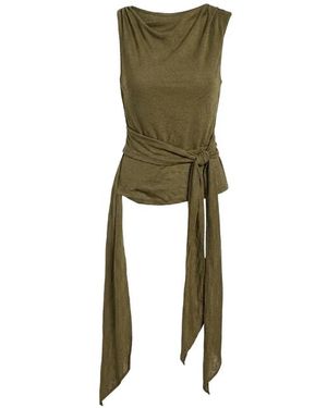Ganni Tops ,Groen ,Marl Mesh Tie-Knot Tank Top