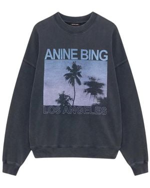 Anine Bing Hoodies & Sweatvesten ,Grijs ,Katoen Miles Sweatshirt Palms - Blauw