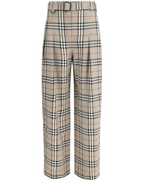 Burberry Karierte Archiv Seidenhose - Grau