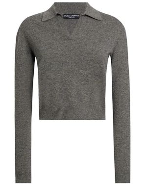 Dolce & Gabbana Stijlvolle Polo Sweater - Grijs