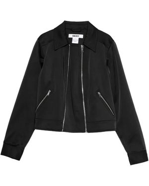 DKNY Satijnen Truckerjas - Zwart