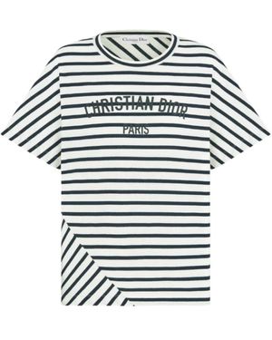Dior Gestreept Katoenen T-Shirt Gemaakt - Meerkleurig