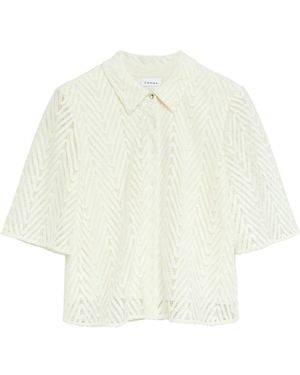 Comma, Graphic Lace Shacket Met Gevoerde Body - Wit