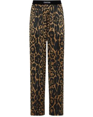 Tom Ford Stilvolle gewebte hose,leoparden pyjamahose - Braun
