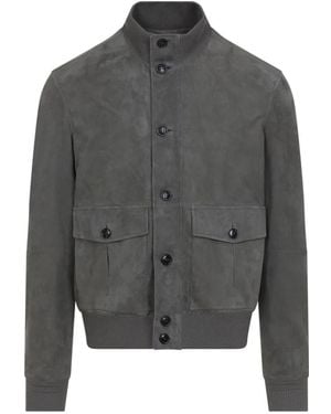 ZEGNA Leather Jackets - Grey