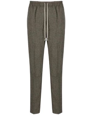 Rick Owens Broeken ,Bruin ,Wol Broek Met Trekkoord En Slim Fit - Grijs