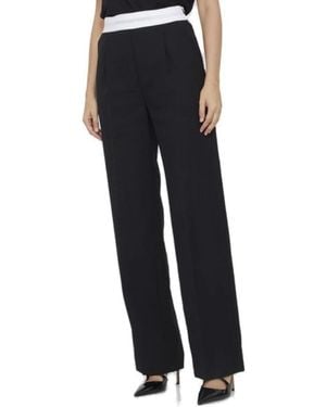 Alexander Wang Broeken ,Zwart ,Wol Logo Taille Rechte Broek