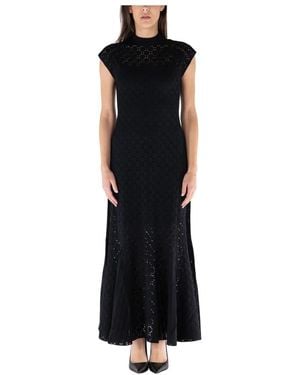 Lanvin Midi A-Line Bodycon Jurk - Zwart