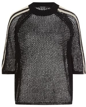 MARC AUREL Mesh-Strickpullover Mit Streifenakzent - Schwarz