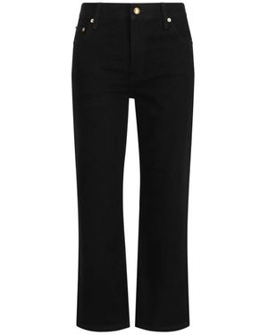 Tory Burch Cropped Flare Denim Broek - Zwart