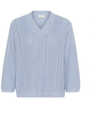 Kaffe V-Neck Knitwear - Bleu