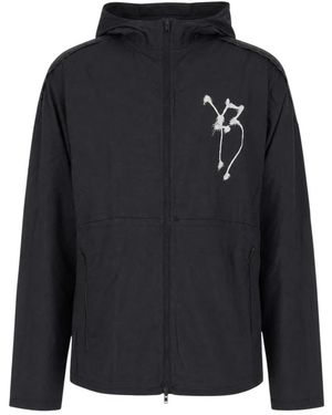 Y-3 Jassen ,Zwart ,Skull Motif Run Jacket - Blauw
