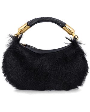 Balmain Zwarte Pony Haar Handtas