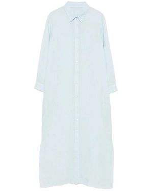 120% Lino Kleedjes ,Blauw ,Linnen Linen Shirt Dress
