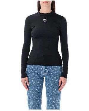 Marine Serre Long Sleeve Tops - Blue